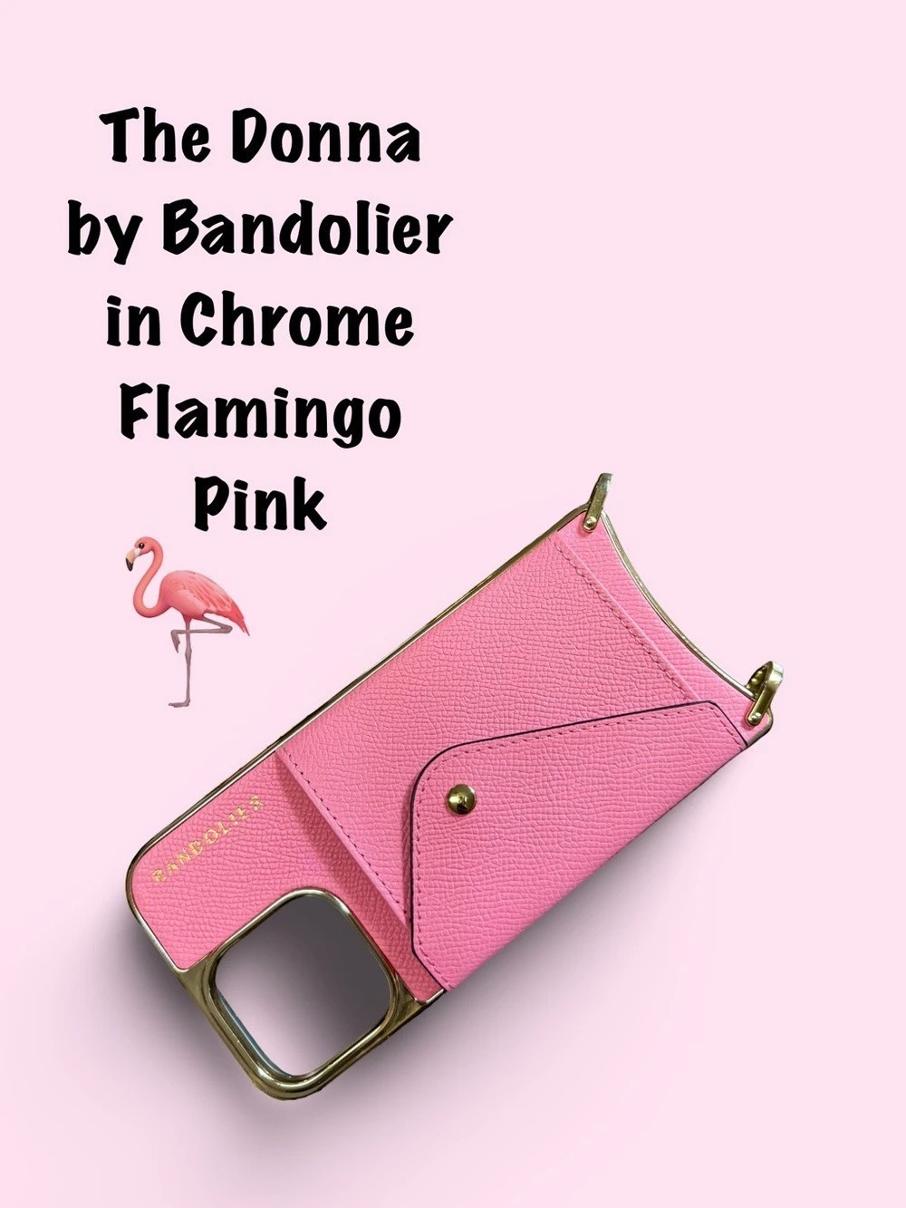 🦩Bandolier Donna Crossbody Case for 16 Pro Max in Flamingo Pink Gold Chrome🦩